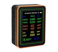 Fabater Medidor de Calidad del Aire CO2 HCHO TVOC PM2.5 PM10 Herramienta de Prueba de Calidad del Aire Portátil de Detector para Oficina (naranja negro)