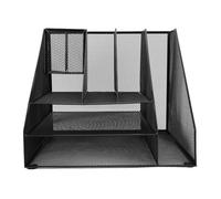 Fabater Mesh Office Desk Organizer Black 3 Niveles Carta de Papel Bandeja para Soporte de Pluma Rack para el Trabajo para el Trabajo y Suministros de Oficina en el Hogar Iron Negro de Metal