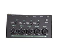 Fabater Mezclador de Audio de 4 Canales, Mezclador de Sonido Estéreo Portátil de bajo Ruido con Entradas TRS de 1/4" y Salida de 3,5 Mm, Consola de Sonido para Karaoke en Casa (BLACK)