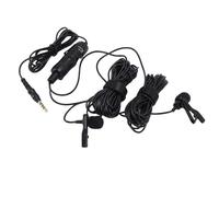 Fabater Micrófono Lavalier Doble con Cable, Micrófono de Grabación Profesional para Entrevistas y Duetos, Aleación de Aluminio, Paquete de 2