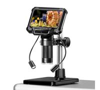 Fabater Microscopio Digital, Lupa LCD para Soldadura, Pantalla de 4,3 Pulgadas 1080P 50X a 1200X con 8 Luces LED Ajustables, Cámara de 10 MP y Grabador de Video for Reparación