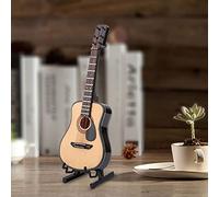 Fabater Modelo de Guitarra en Miniatura Hermoso Soporte de Exhibición de Mini Guitarra de Madera, Adorno de Escritorio de Casa y de Oficina (16 cm)