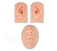Fabater Modelo de Práctica de Perforación, Silicona Suave, Textura de Piel Realista, Modelo de Oreja de Silicona, de Perforación de Nariz con Nariz y Boca Más par de Orejas para Salones de Belleza,