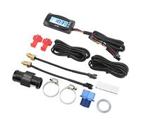 Fabater Motocicleta 4 en 1 LCD Pantalla Digital Medidor Agua Aceite Temperatura Voltaje Tiempo Medidor DC12V Universal para la Mayoría de Motocicletas Retroiluminación Azul (M20*1.0)