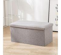 Fabater Otomano Plegable de Almacenamiento de Tela, Taburete Plegable con Reposapiés de Almacenamiento con Caja de para Sala de Estar, Dormitorio (Talla pequeña)