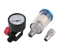 Fabater Regulador de Presión de Entrada de Aire de 1/4 pulg. Separador de Filtro de Trampa de Aceite de Agua en Línea para Pistola Rociadora, Herramienta Neumática con Calibre 0-140 PSI, Accesorios