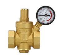 Fabater Regulador Reductor de Presión de Agua de Latón DN25 con Manómetro, Reductor de Presión de Pistón Ajustable de 1,6 Mpa para Uso Doméstico, Válvula Reguladora de de Agua de 0,05-0,8 Mpa con