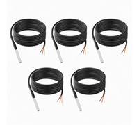 Fabater Sonda de Sensor de Temperatura de 5 Piezas para RPI, 2 M | Sonda de Sensor de Temperatura de Acero Inoxidable a Prueba de Agua, Cable de Extensión de Transmisor de Temperatura Digital