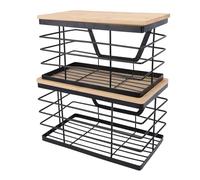 Fabater Soporte para Bolsas de Basura con Tapa de Madera, Almacenamiento Apilable para Cocina y Cuarto de Lavado, Juego de 2 Soportes para Bolsas de 13 a 33 Galones, Material de Metal y Madera