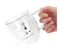 Fabater Taza de Cristal con Forma de Oso, Taza de café Aislada de Doble Pared con Asa, Resistente Al Calor y Al Frío, Regalo de Boda, Oficina en Casa, 250ml (Transparente)