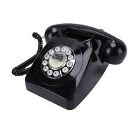 Fabater Teléfono Fijo Retro, Teléfono Clásico Vintage con Botón Pulsador con Cable con Función de Rellamada y Conector RJ11 para Casa, Oficina, Residencia de Ancianos (Black)