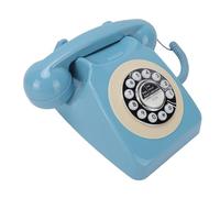 Fabater Teléfono Fijo Retro, Teléfono Clásico Vintage con Botón Pulsador con Cable con Función de Rellamada y Conector RJ11 para Casa, Oficina, Residencia de Ancianos (Blue)