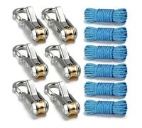 Fabater Tensor de Cuerda, Paquete de 6 Hebillas de Rodillo de Leva de Ajuste Rápido Retráctiles de Alta Resistencia para Acampar Al Aire Libre, Canotaje, Camión, Carga, Almacenamiento en