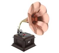 Fabater Tocadiscos de Gramófono Retro, Tocadiscos Nostálgico, Modelo de Escritorio, Adorno para Decoración del Hogar (bronce rojo)