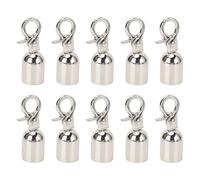 Fabater Tope de Extremo de Cuerda de Aleación de Zinc, Gancho a Presión de Extremo de Cable de 15,5mm, 10 Juegos con Tornillos de 15,8mm para Bolsos, Zapatos, Tapas de de Cuerda Seguras (SILVER)