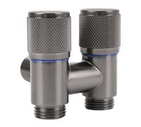 Fabater Válvula de Agua de Interruptor Doble de Latón, 1 Entrada, 2 Salidas, G1/2 Pulgadas, Rosca Macho, Lavadora, Válvula de 2 Vías, Divisor de Manguera, de Parada de ángulo