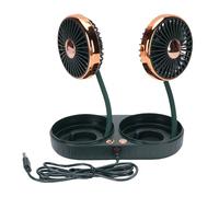 Fabater Ventilador de Enfriamiento de Automóvil de Doble Cabeza con Configuraciones de 3 Velocidades, Ventilador de Vehículos USB de Rotación de 360 ° para Camiones SUVS Motorhomes, de Tablero de