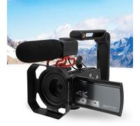 Fabater Videocámara 4K, Cámara Vlogging de 30 MP para Youtube, Zoom 30X, Videocámaras con Pantalla de Rotación de 270 Grados de 3,5 Pulgadas con Micrófono, Estabilizador, Parasol, Remoto