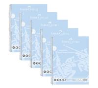 FABER-CASTELL 10213401 - Bloc de notas DIN A4 rayado, 5 blocs de 80 hojas cada uno, papel de 90 g/m², bloc de notas azul cielo