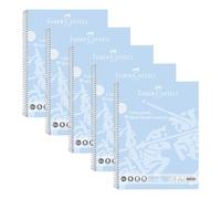 FABER-CASTELL 10213402 - Cuaderno de clase DIN A4 a cuadros, 5 cuadernos de 80 hojas cada uno, papel 90 g/m², cuaderno de notas azul cielo