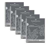FABER-CASTELL 10418 - Cuaderno de clase DIN A4 rayado, 5 cuadernos de 80 hojas cada uno, papel 90 g/m², cuaderno de notas gris
