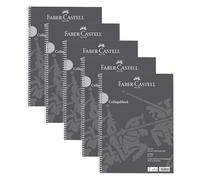 FABER-CASTELL 10419 - Bloc de notas DIN A4 cuadriculado, 5 blocs de 80 hojas cada uno, papel de 90 g/m², bloc de notas gris