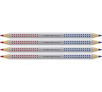Faber-Castell 110910 Jumbo Grip Bicolor - Lápiz para cejas, color rojo y azul, Pack 4