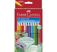 Faber-Castell 110912 - Jumbo, estuche de cartón con 12 lápices de colores de colores Grip, acuarelables, lápices escolares, multicolor