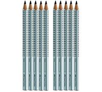 Faber-Castell 111997-12 Jumbo GRIP - Lápices (dureza: B, 10 unidades), color plateado