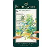 Faber-Castell 112112 - Estuche de metal con 12 ecolápices Pitt pastel, multicolor