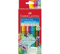 Faber-Castell 112412 - Estuche de cartón con 12 Ecolápices triangulares colores, agarre Grip, acuarelables, lápices escolares