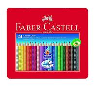 Faber-Castell Lápices de colores Acuarela Color Grip Triangular Caja de metal de 24 colores surtidos