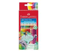 FABER-CASTELL 112424 - Lápices de colores Colour Grip para niños, 24 lápices con agarre y cuerpo triangular, pigmentos solubles en agua, fácilmente lavables y resistentes a la rotura