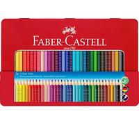 Faber-Castell 112435 - Estuche de metal con 36 lápices triangulares, escolares, de colores, con agarre Grip y acuarelables
