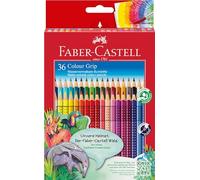 FABER-CASTELL 112442 - Set de lápices de colores Colour Grip, 36 lápices de colores en estuche metálico, irrompibles, para niños y adultos