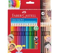 Faber-Castell 112819 - Juego de lápices de color Colour Grip, 24 piezas, incl. 6 lápices de color piel
