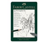 Faber-Castell Estuche de metal 112972 - 11 p.: Castell 9000, barras y grafitos puros - Monocrome