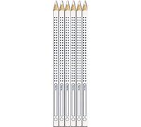 Faber-Castell 113210 - Lápices de colores para cuaderno y pizarra +, 2 x estuche de 6, contenido: Blanco, Amarillo, Rojo, Azul, Verde y Marrón, blanco, 6er Pack