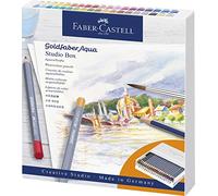 FABER-CASTELL 114616 - Lápices acuarelables Goldfaber Aqua, caja de estudio de 38 unidades con accesorios, de colores