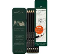 Faber-Castell 115207 - Estuche de Metal con 6 Lápices Pitt Graphite Matt - 2B, 4B, 6B, 8B, 10B, 12B