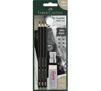 Faber-Castell 115297 Pitt Graphite - Juego de 3 Lápices Pitt Graphite Mate - Incluye Sacapuntas y Goma de Borrar