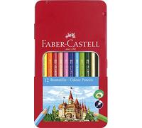 Faber-Castell 115801 - Estuche de metal con 12 lápices de color Castillo, colores surtidos