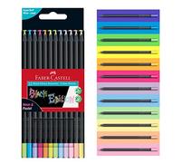 Faber-Castell 116410 Black Edition Caja de 12 Lápices de Colores Neón y Pastel, Resistentes a la Rotura y Empuñadura Ergonómica, Lapices Colores para Pintar y Colorear en Papel Claro y Oscuro