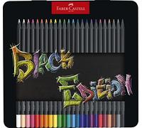 Faber-Castell 116425 - Estuche de Metal con 24 Lápices de Colores Black Edition - Multicolor