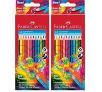 Faber-Castell 116512 - Estuche con 12 Lapices de Colores Triangulares - Multicolor (Paquete de 2)