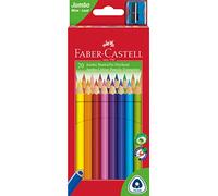FABER-CASTELL 116520 - Lápices de colores triangulares Jumbo, 20 lápices de colores en estuche de cartón, para niños y adultos