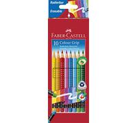 FABER-CASTELL 116613 - Juego de lápices de colores Colour Grip, borrables, 10 unidades en estuche de cartón