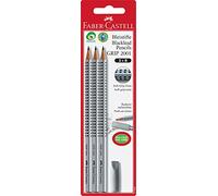 Faber-Castell 117097 - Blister de 3 lápices Grip B, goma capuchón