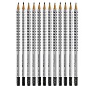 Faber-Castell 117200 - Caja con 12 lápices de colores de grafito Grip con goma de borrar, graduación HB