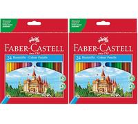 Faber-Castell 120124 - Set de lápices de colores Castle, 24 piezas, hexagonales, irrompibles, para niños y adultos (Paquete de 2)